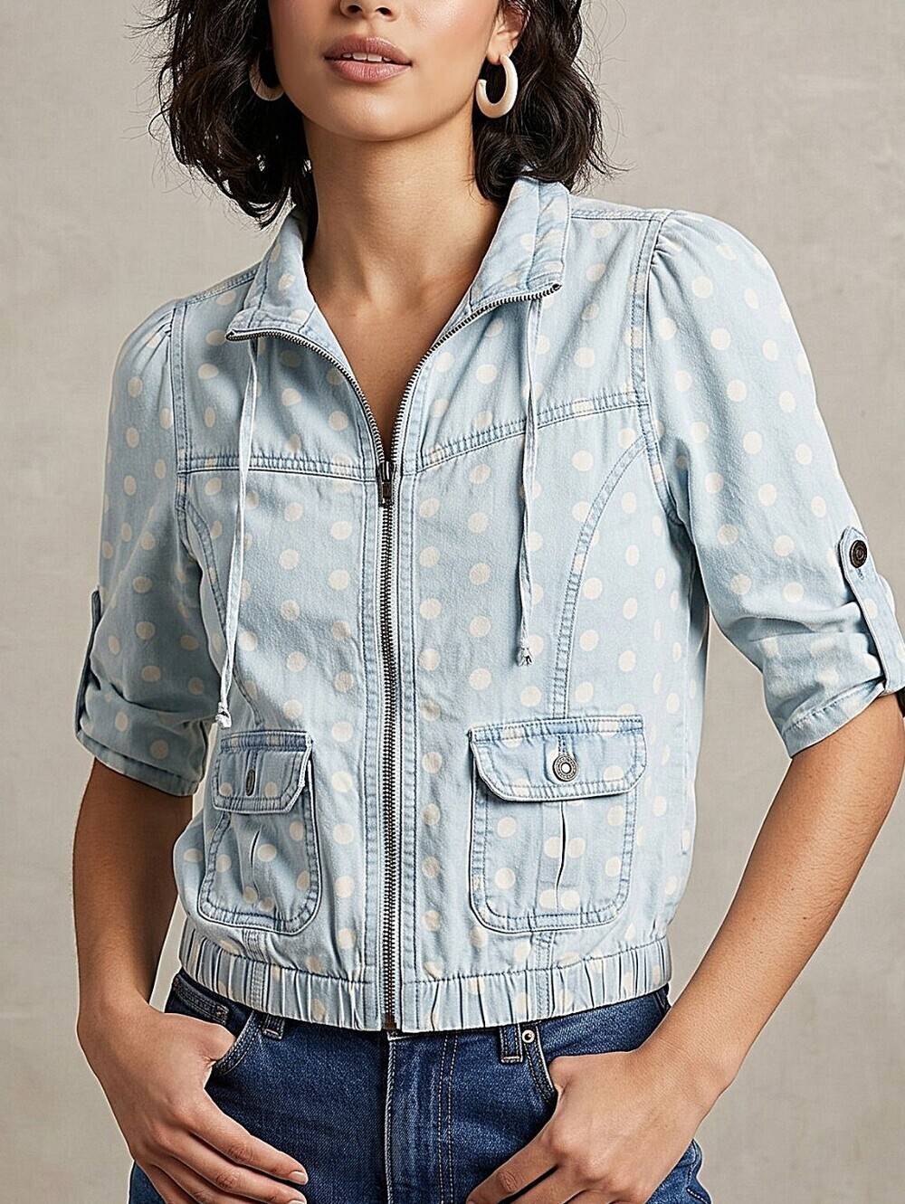 NWT! American Rag Light Blue Polka Dot Utility Jacket